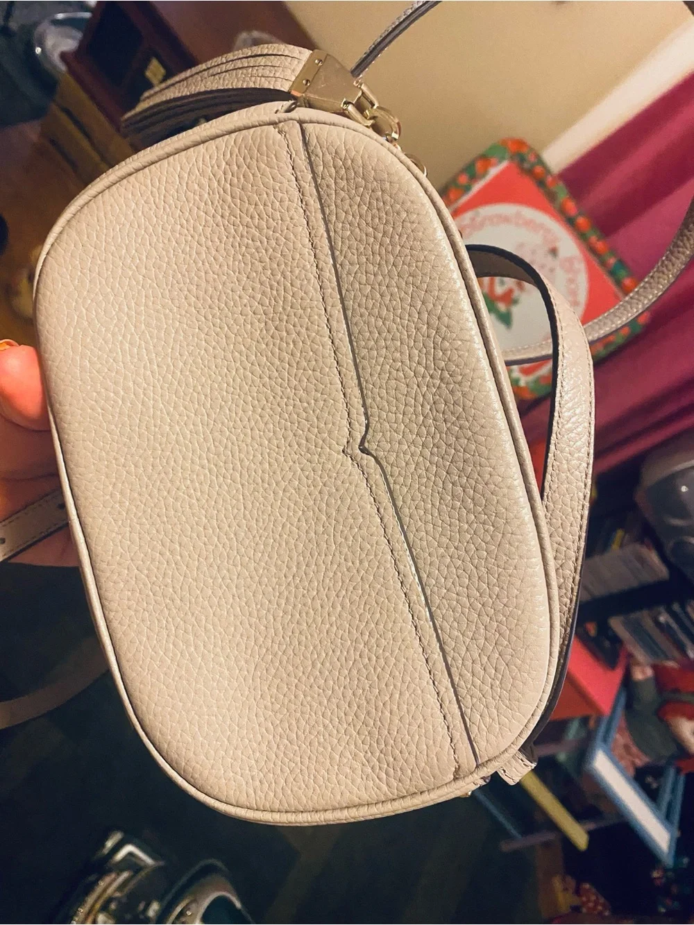 Annabel Medium Camera Bag Taupe Pebbled Leather Crossbody Tassel Kate spade ny